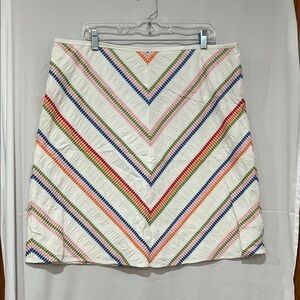 Talbots Cream Chevron Mini Skirt with Multicolor Stripes